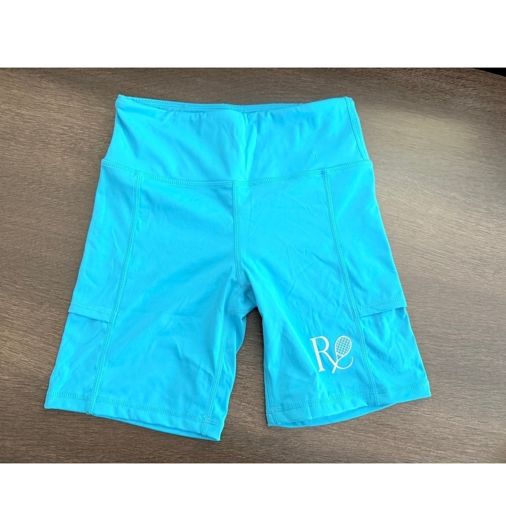 Farmers Market Bike Shorts High Waist Athletic Pocket tennis ball Blue XS‎